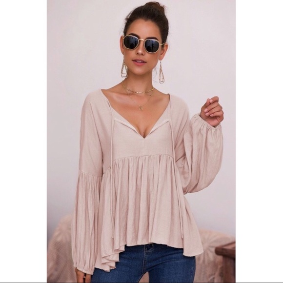 Long Sleeve Empire Waist Relax Top - Picture 2 of 2